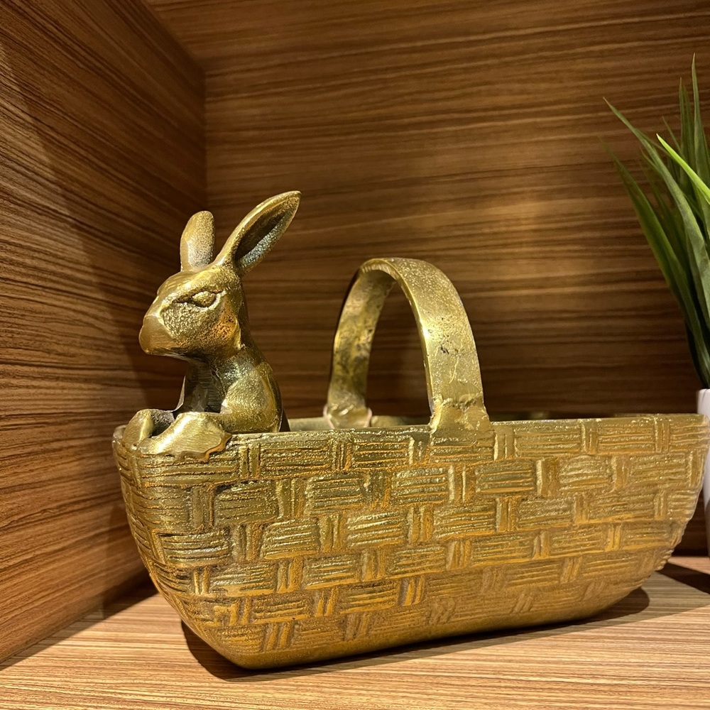 Brass Bunny Basket - Picture 4 of 6